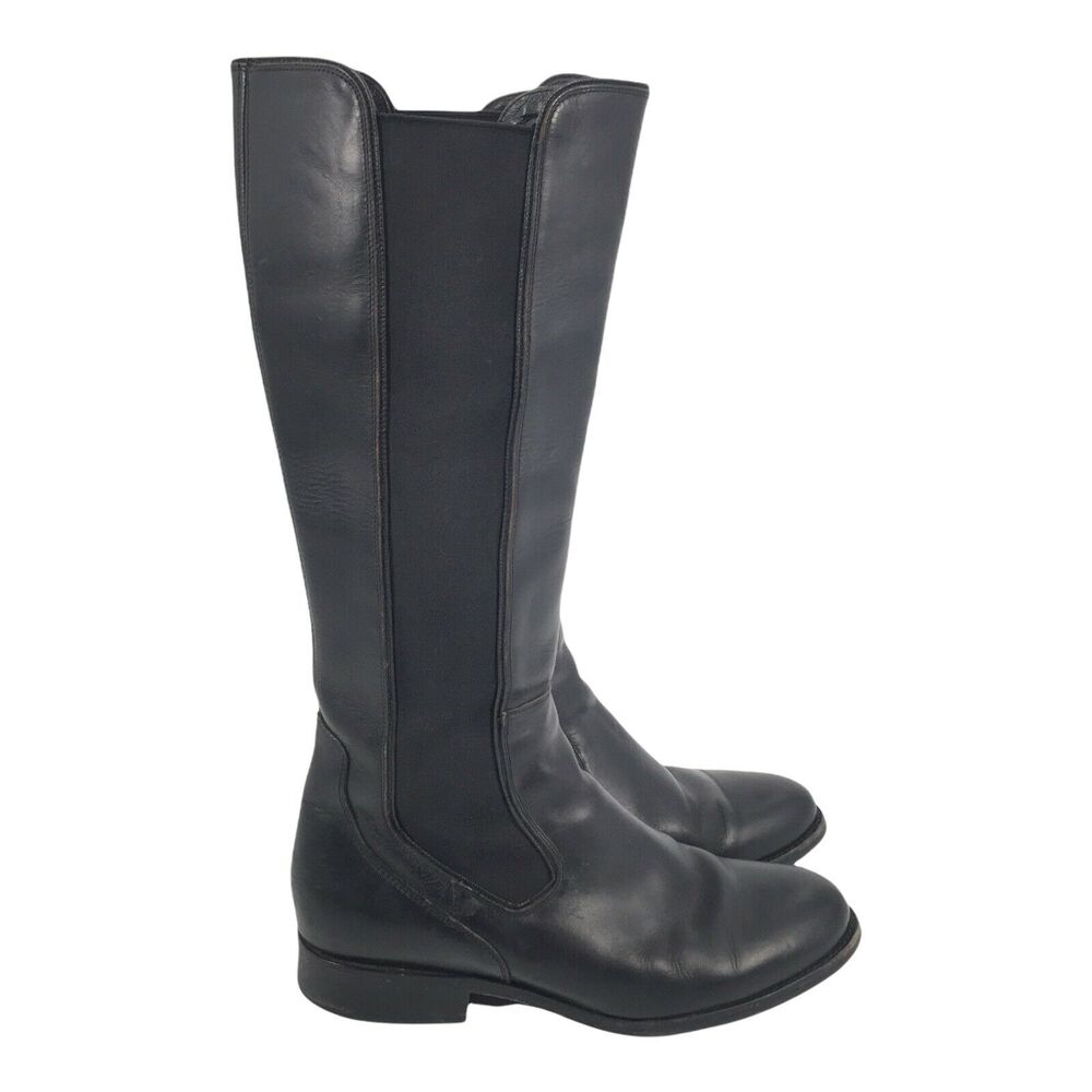 Wolverine 1000 Mile Knee High Boots 9.5 B Womens Black Leather Stretch Panels